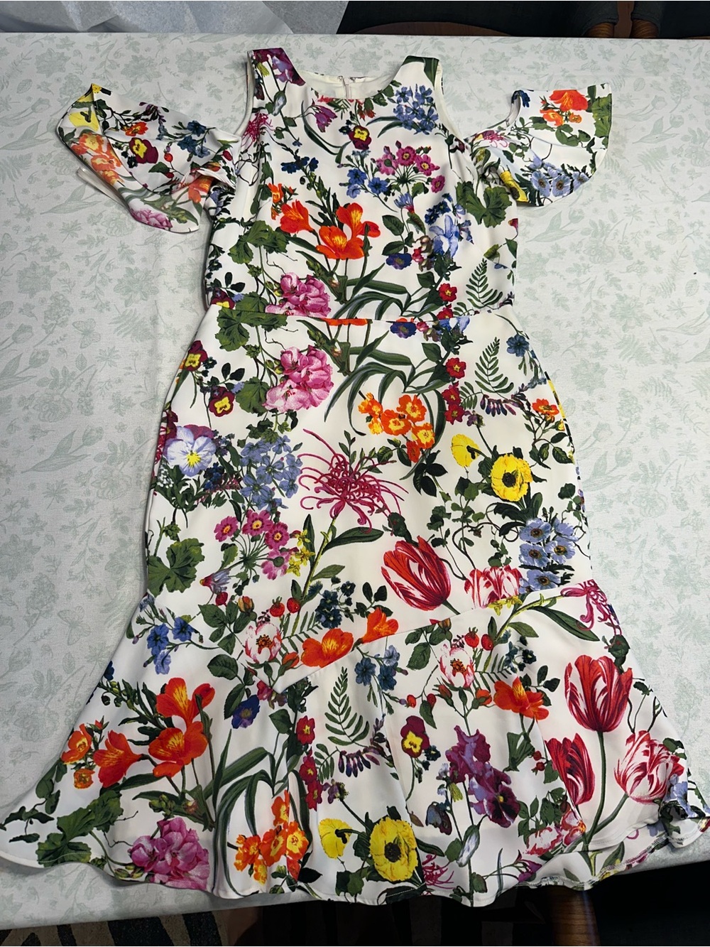 Rag & Bone Floral Cold Shoulder Flutter Sleeve Dress Size 10 - Picture 2 of 8